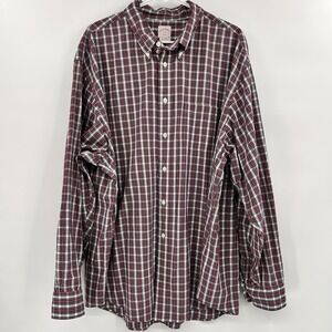 Brooks Brothers 346 Mens Plaid Long Sleeve Button Down Shirt Size XXL Red Preppy